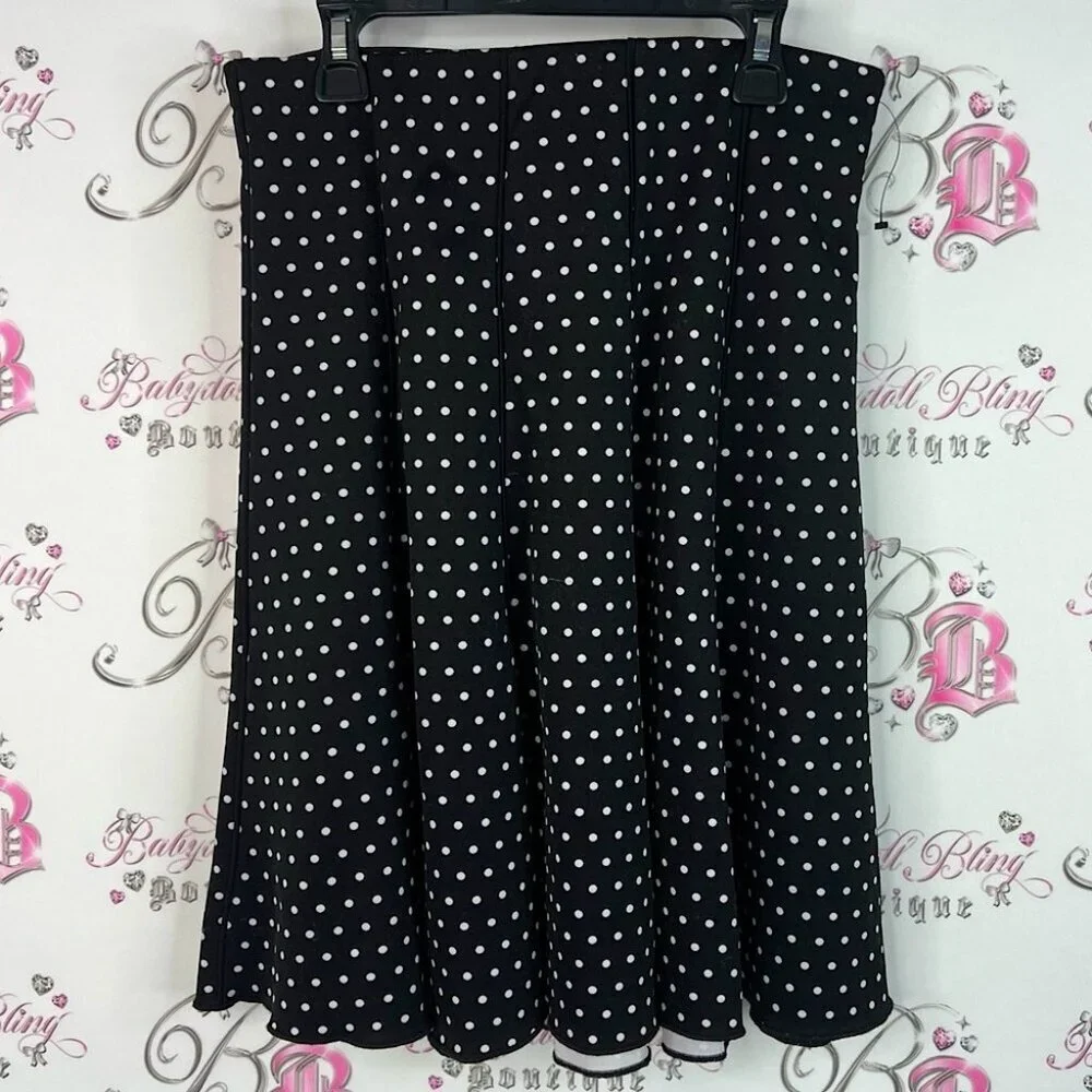 Ricki's skirt dotted flowy Black and White Polka Dot A-Line Skirt